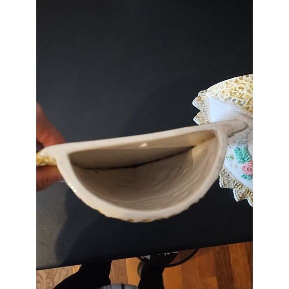 Pair Vintage yellow pink floral Wall Pocket Vases Planters Cottagecore Cottage - Picture 4 of 7